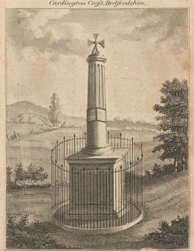 View of the 1796 Cardington Cross, Bedfordshire. Replaced 1837 1797 old print